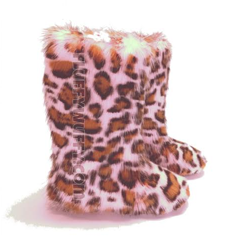 leopard print fur boots