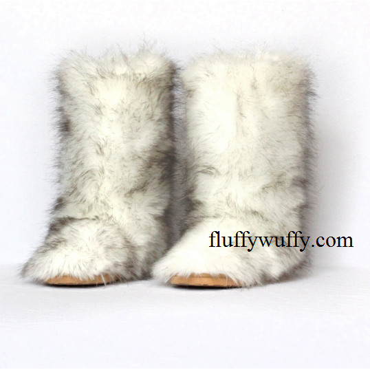 meteor trompet Renovering Black Tip Polar Bear Faux Fur Boots Classic - Fluffy Wuffy American Brand